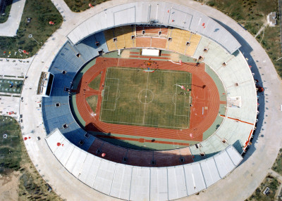 Aerial view of the Tianhe stadium in Guangzhou, that hosted games at both the 1988 International Women's Football Tournament and the 1991 World Cup including both Finals.