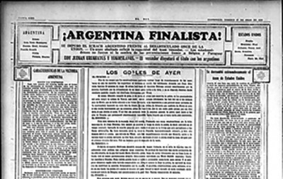 Press clipping announcing Argentina in the final