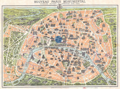 1900, Plan of Paris, France. At 229 rue Saint-Honoré FIFA was founded.