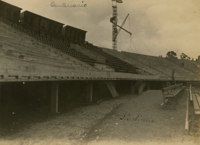 The Estadio Centenario under construction.